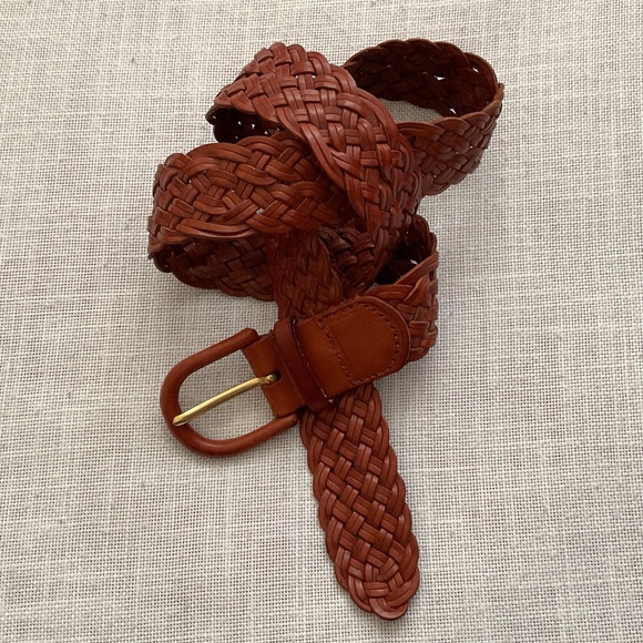 Talbots Vintage 90s Brown Woven Leather Braided Boho Western Adjustable Belt M - Picture 12 of 12